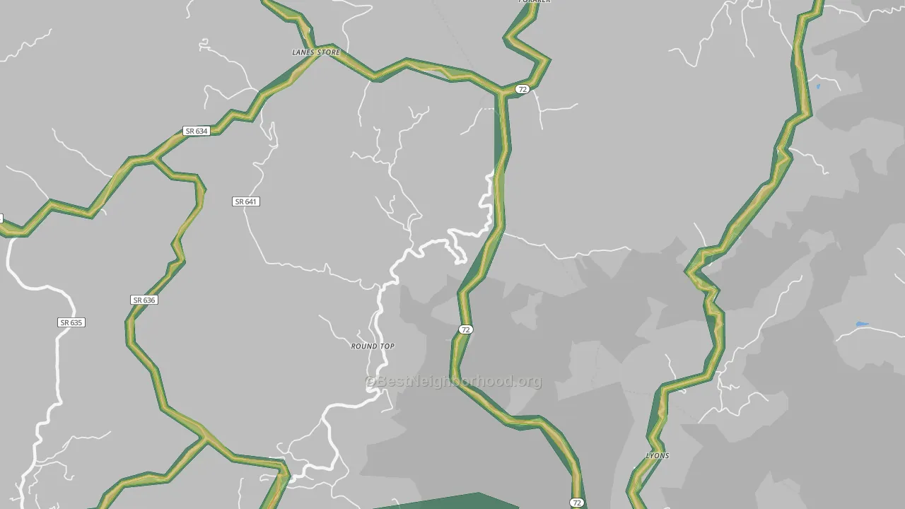 Round Top, VA Map of Noise Levels in Round Top