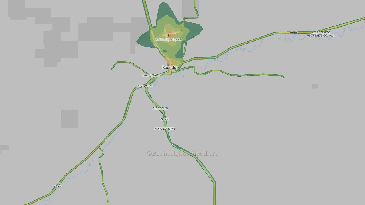 Roundup, MT Map of Noise Levels in Roundup