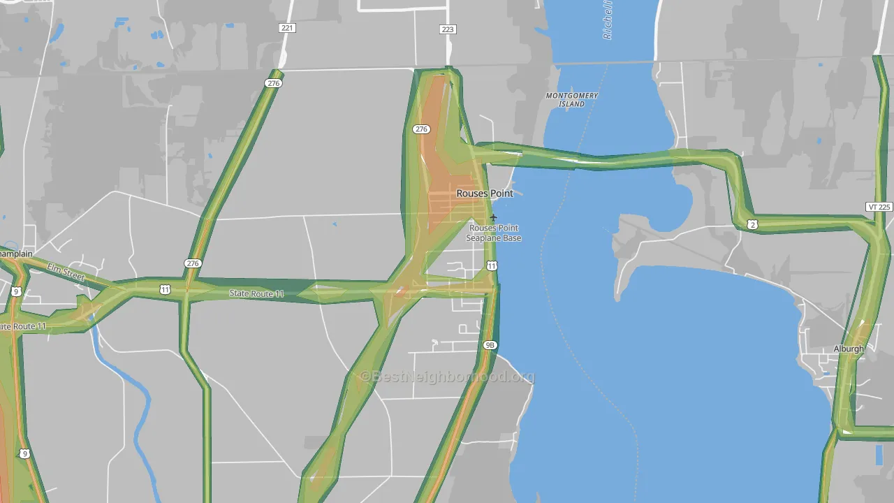 Rouses Point, NY Map of Noise Levels in Rouses Point