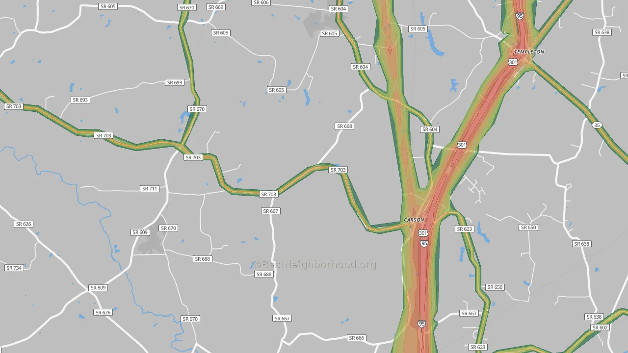 Rowanta, VA Map of Noise Levels in Rowanta