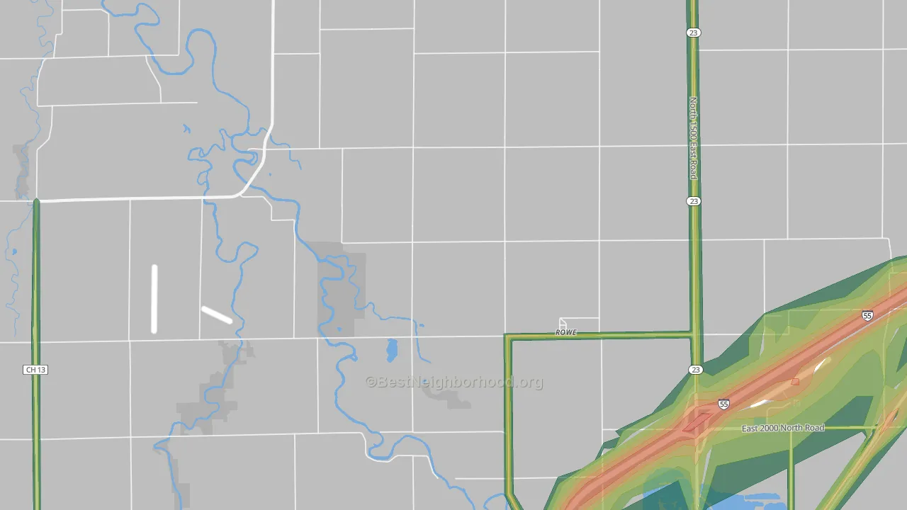 Rowe, IL Map of Noise Levels in Rowe