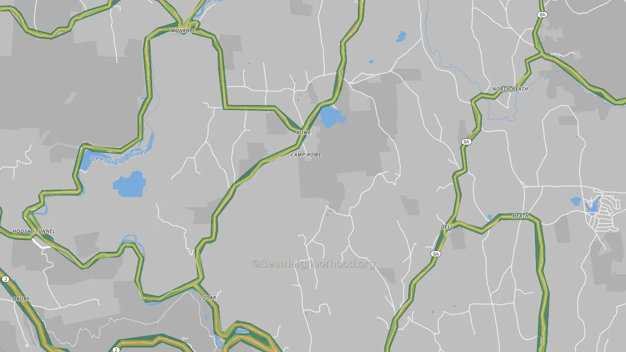 Rowe, MA Map of Noise Levels in Rowe