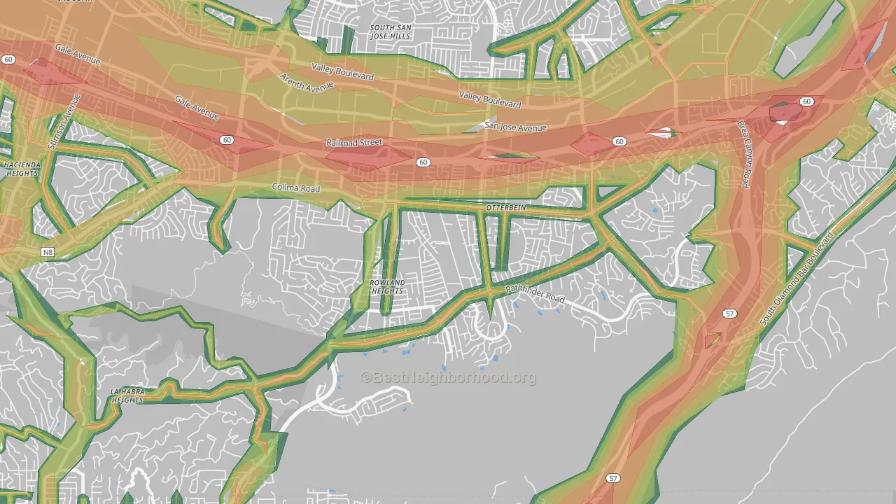 Rowland Heights, CA Map of Noise Levels in Rowland Heights