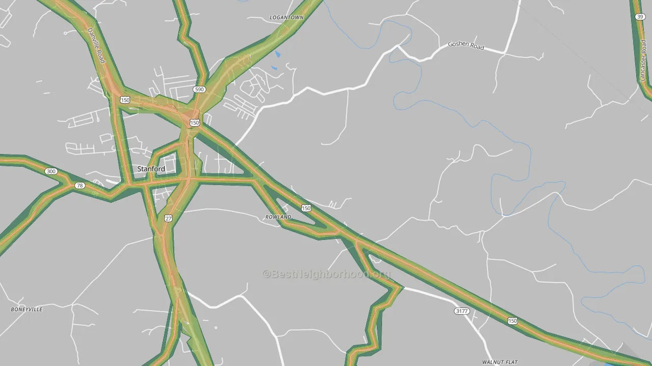 Rowland, KY Map of Noise Levels in Rowland