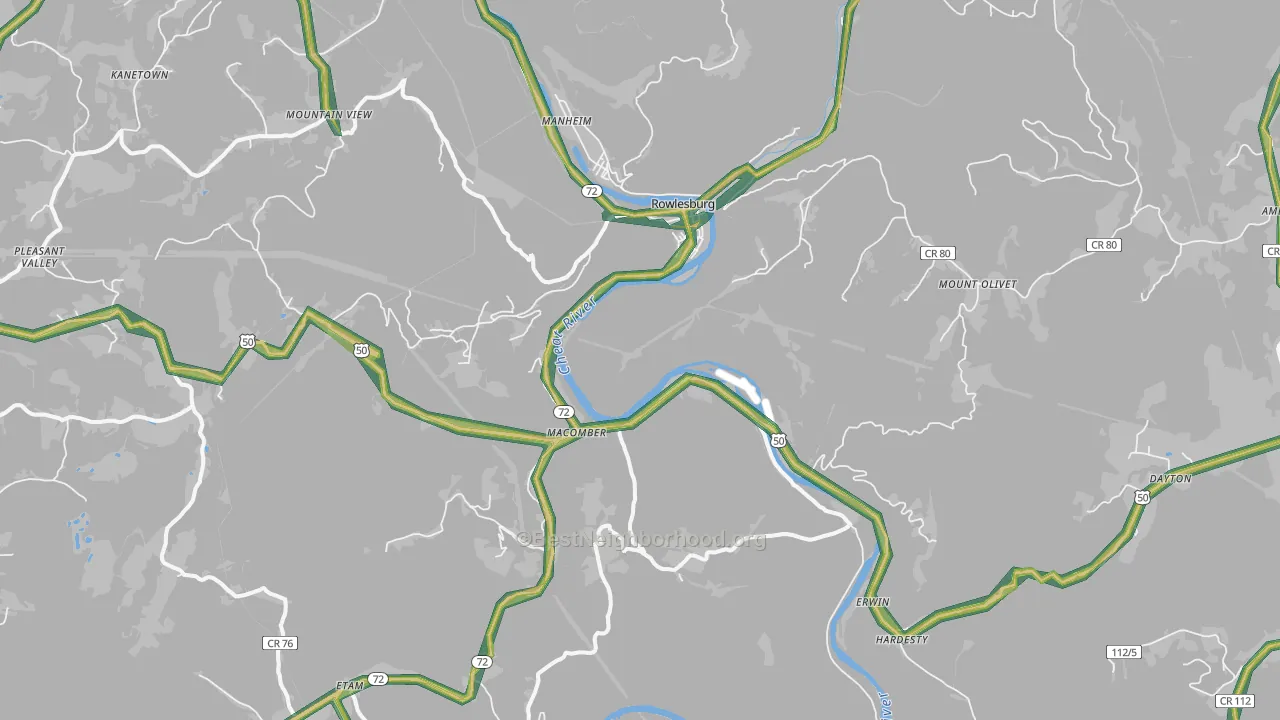 Rowlesburg, WV Map of Noise Levels in Rowlesburg