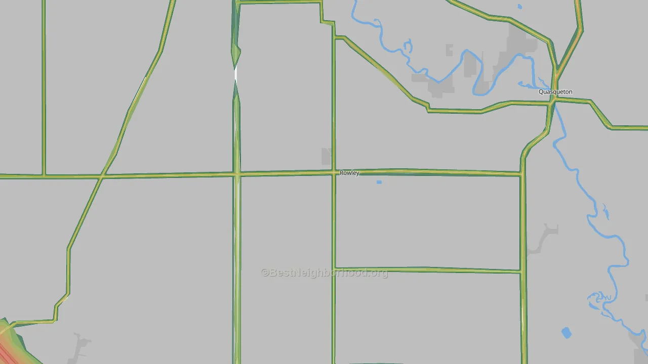Rowley, IA Map of Noise Levels in Rowley