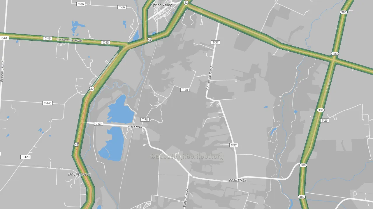 Roxanna, OH Map of Noise Levels in Roxanna