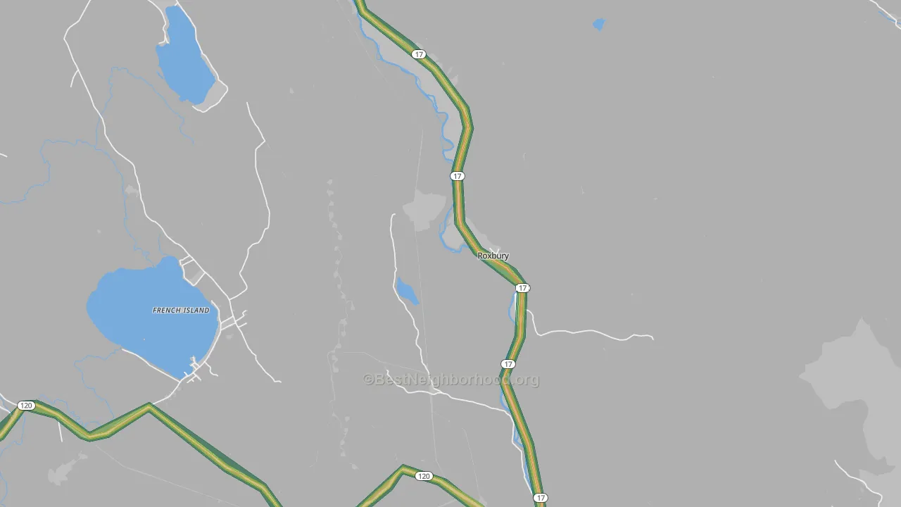 Roxbury, ME Map of Noise Levels in Roxbury