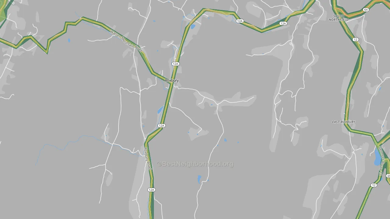 Roxbury, VT Map of Noise Levels in Roxbury