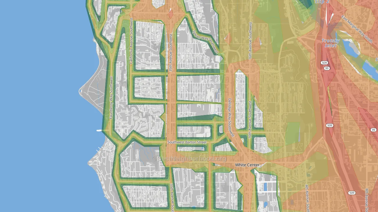 Roxhill, Seattle, WA Map of Noise Levels in Roxhill
