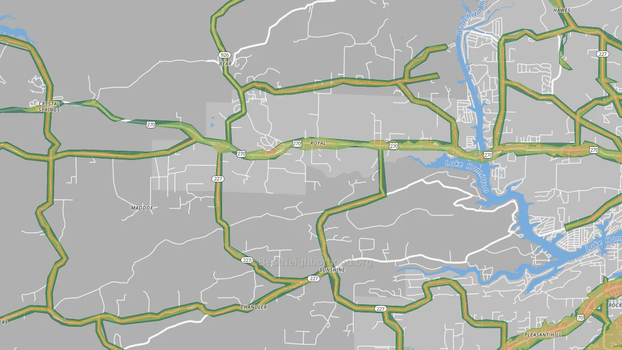 Royal, AR Map of Noise Levels in Royal