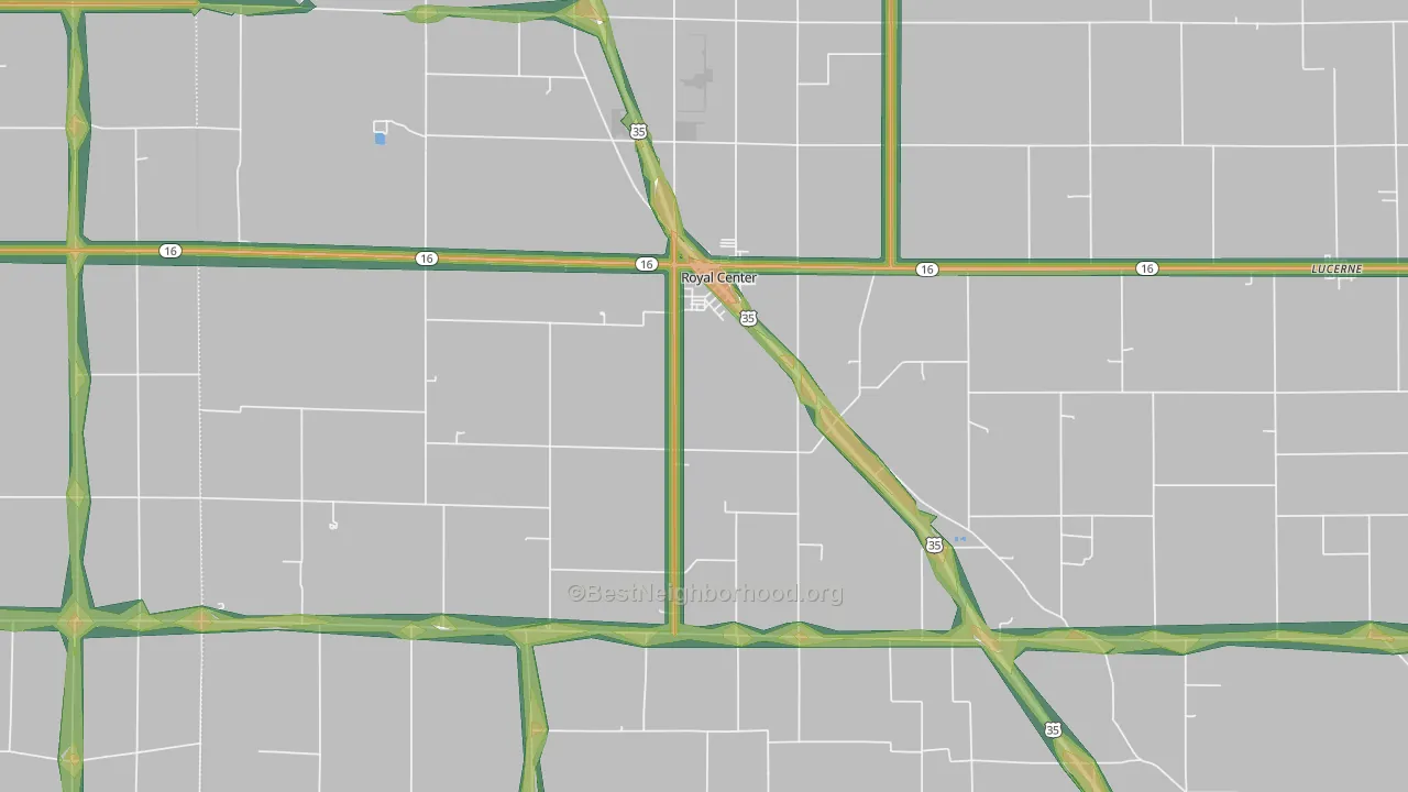 Royal Center, IN Map of Noise Levels in Royal Center