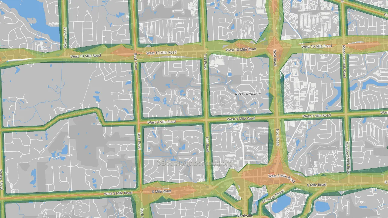Royal Crown Estates, Novi, MI Map of Noise Levels in Royal Crown Estates