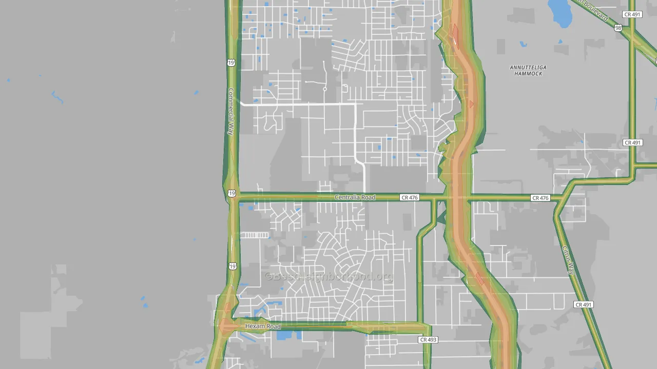 Royal Highlands, Brooksville, FL Map of Noise Levels in Royal Highlands