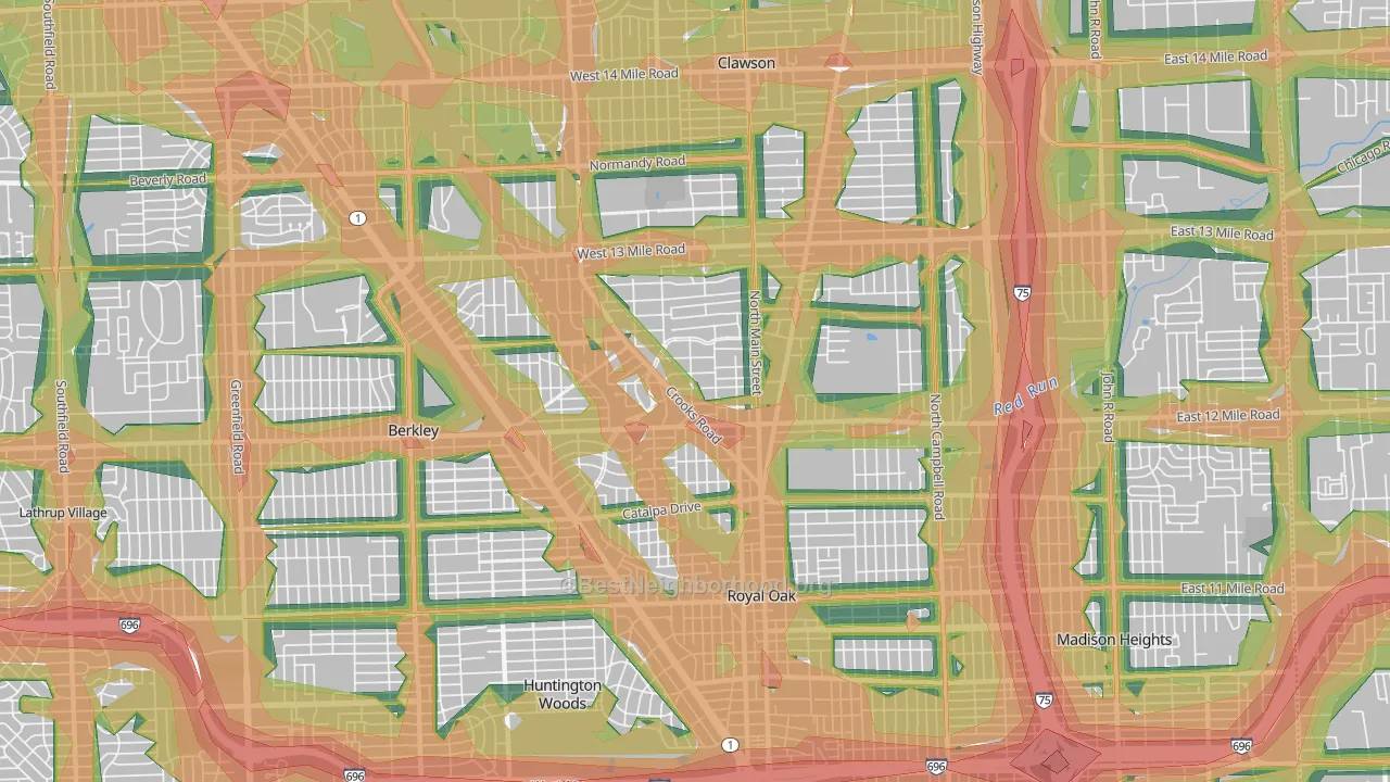 Royal Oak, MI Map of Noise Levels in Royal Oak