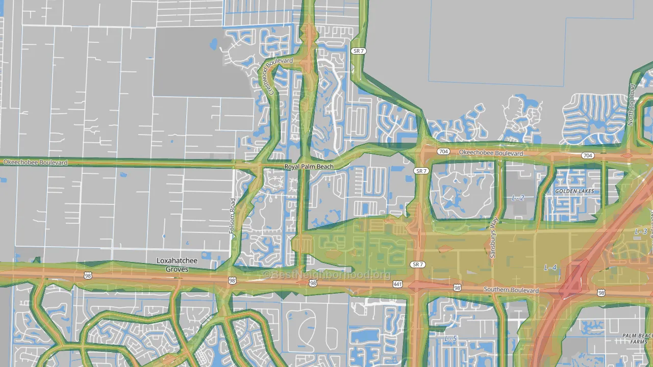 Royal Palm Beach, FL Map of Noise Levels in Royal Palm Beach
