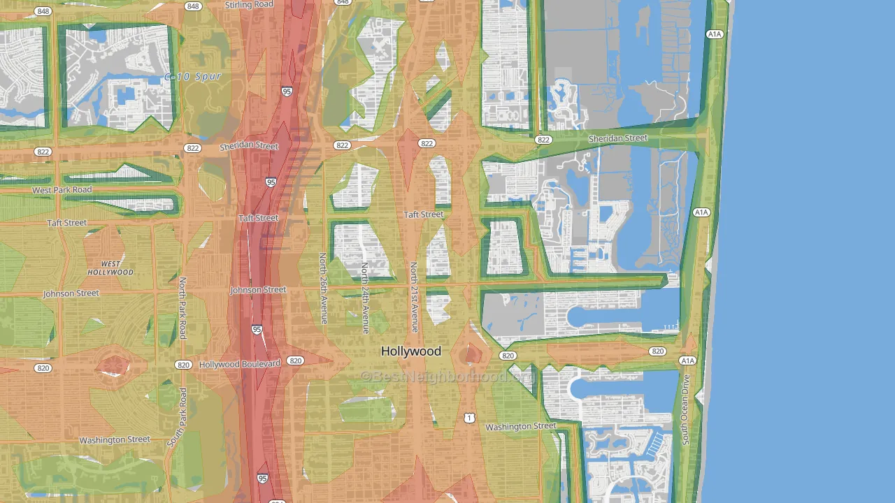 Royal Poinciana, Hollywood, FL Map of Noise Levels in Royal Poinciana