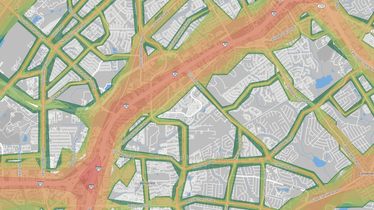 Royal Ridge, San Antonio, TX Map of Noise Levels in Royal Ridge