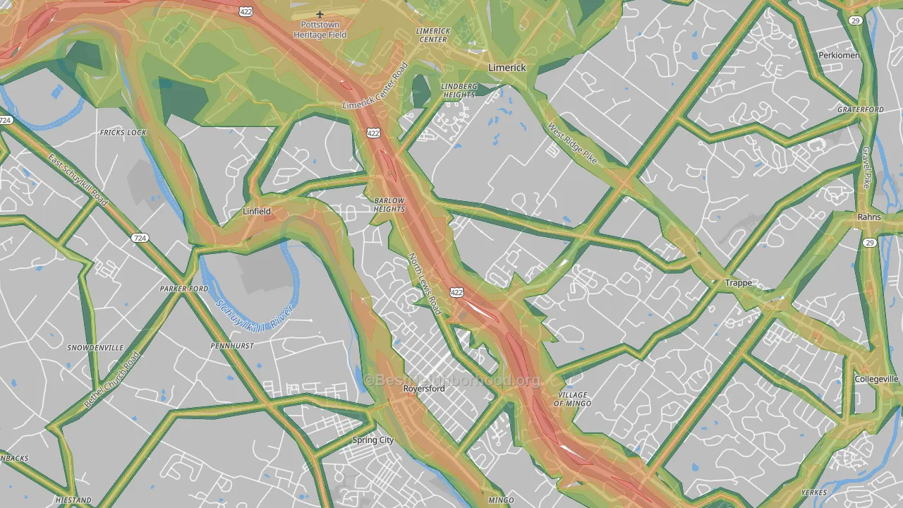 Royersford, PA Map of Noise Levels in Royersford