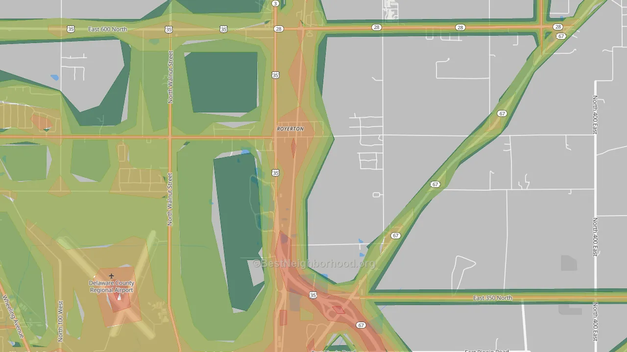 Royerton, IN Map of Noise Levels in Royerton