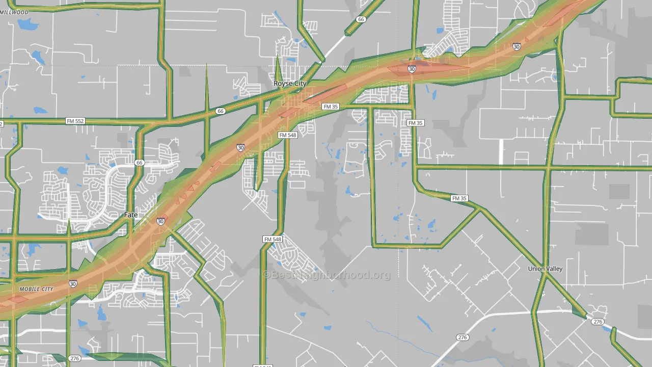 Royse City, TX Map of Noise Levels in Royse City
