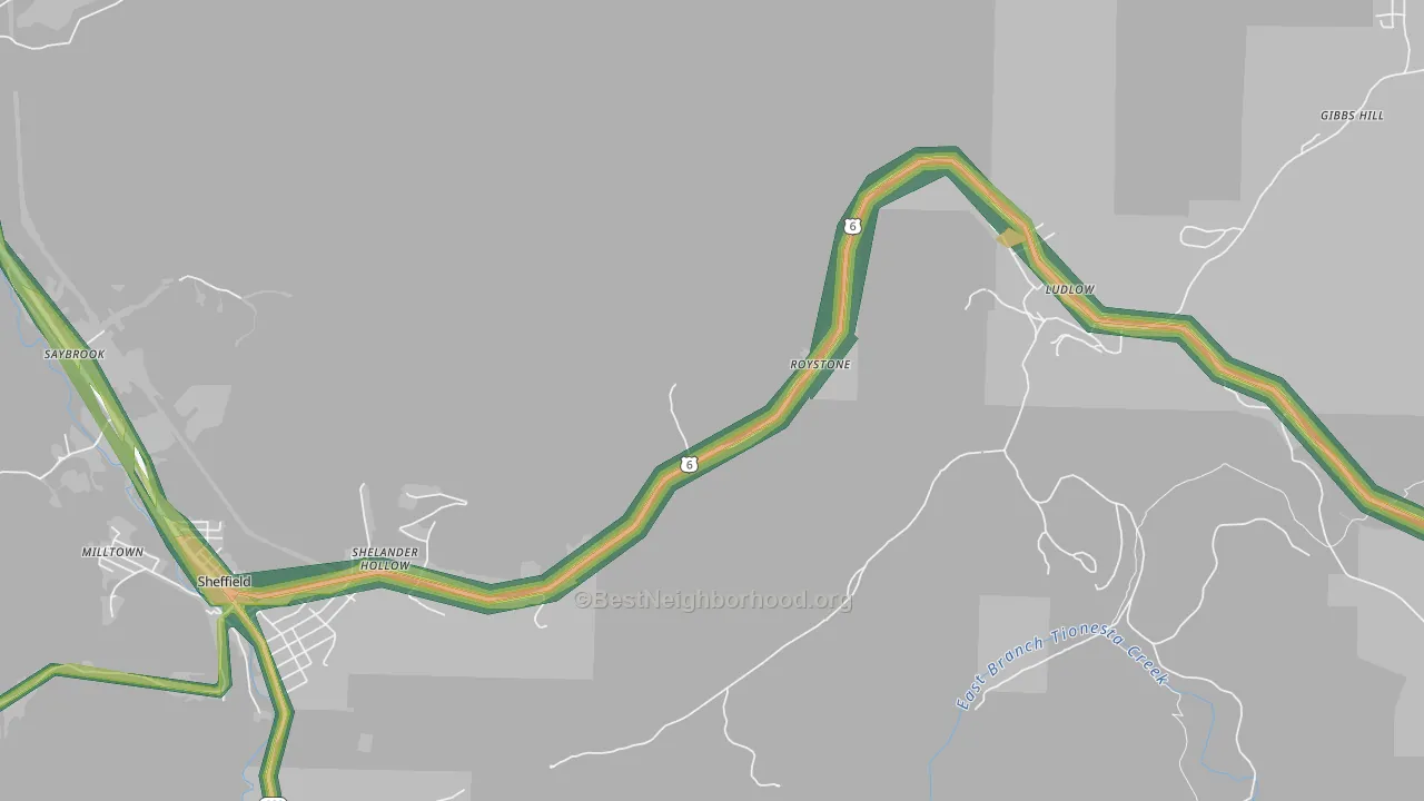 Roystone, PA Map of Noise Levels in Roystone