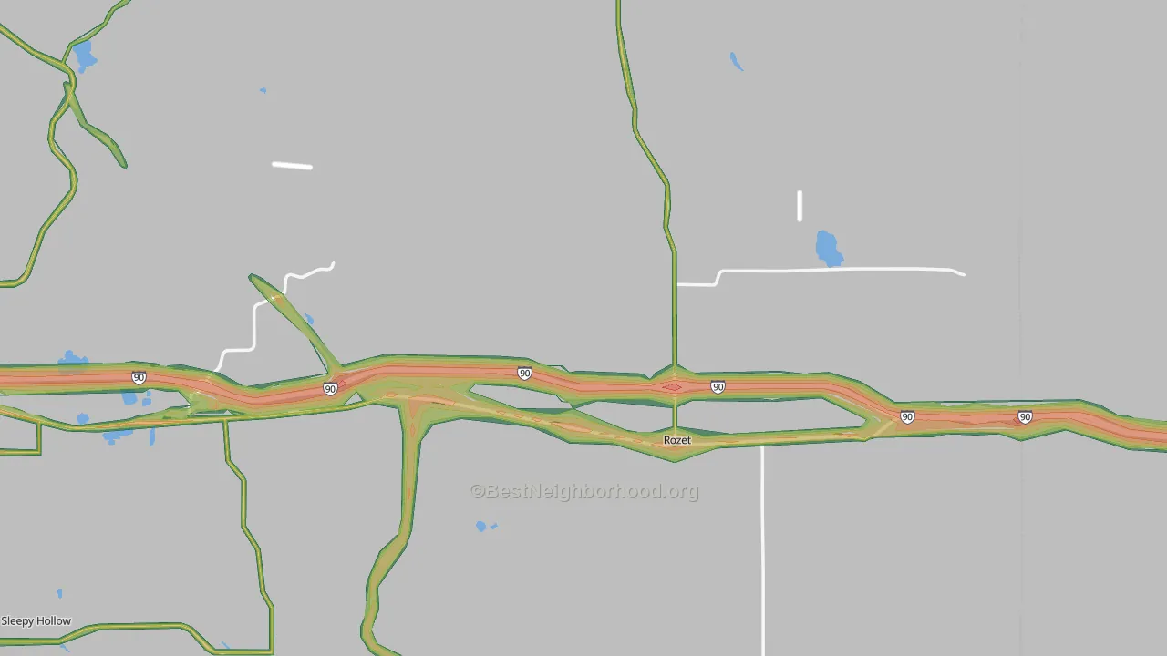 Rozet, WY Map of Noise Levels in Rozet