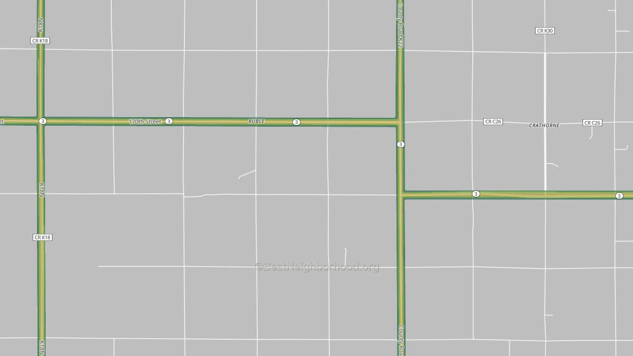 Ruble, IA Map of Noise Levels in Ruble