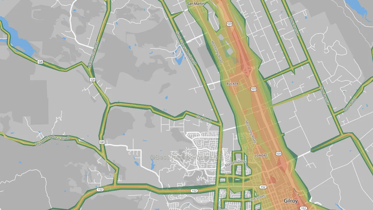 Rucker, CA Map of Noise Levels in Rucker