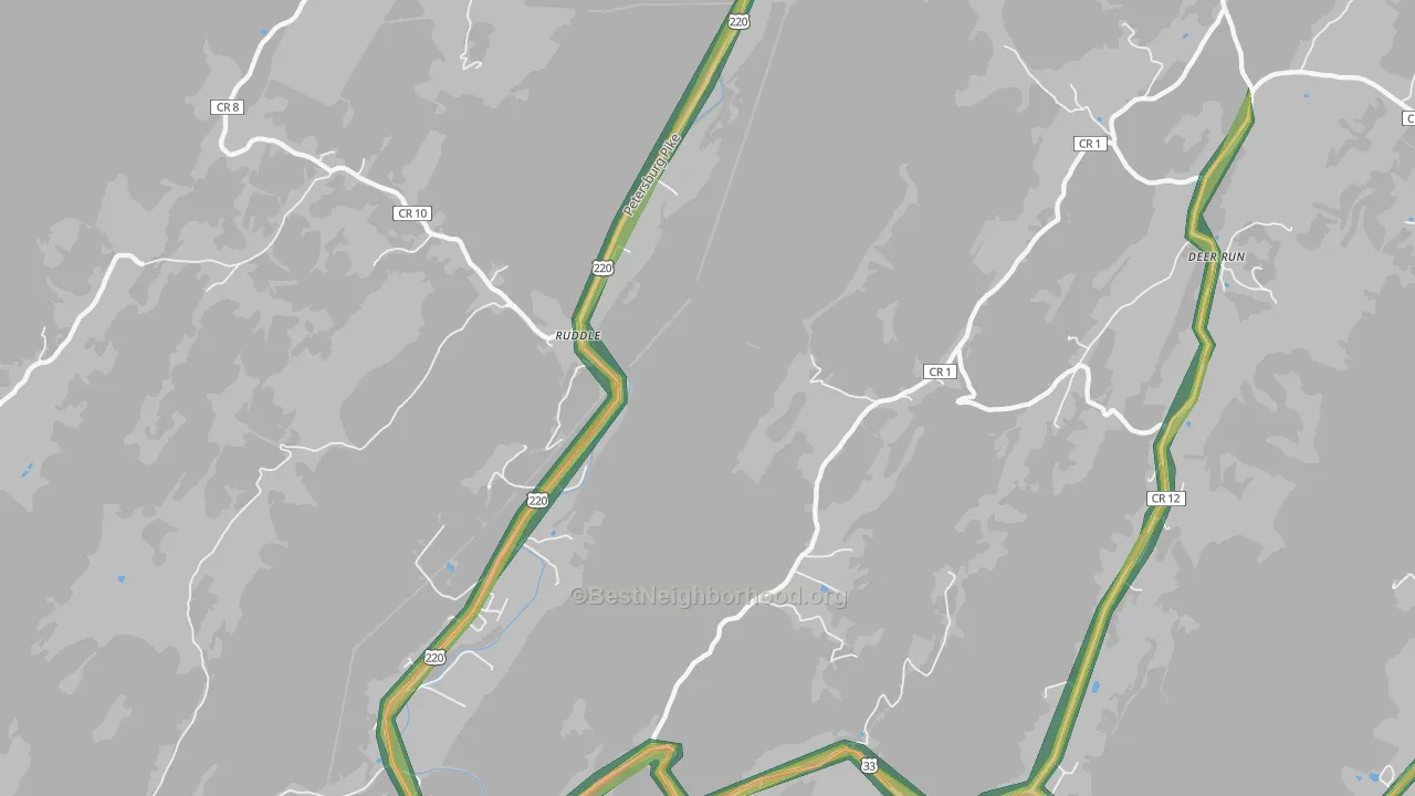Ruddle, WV Map of Noise Levels in Ruddle