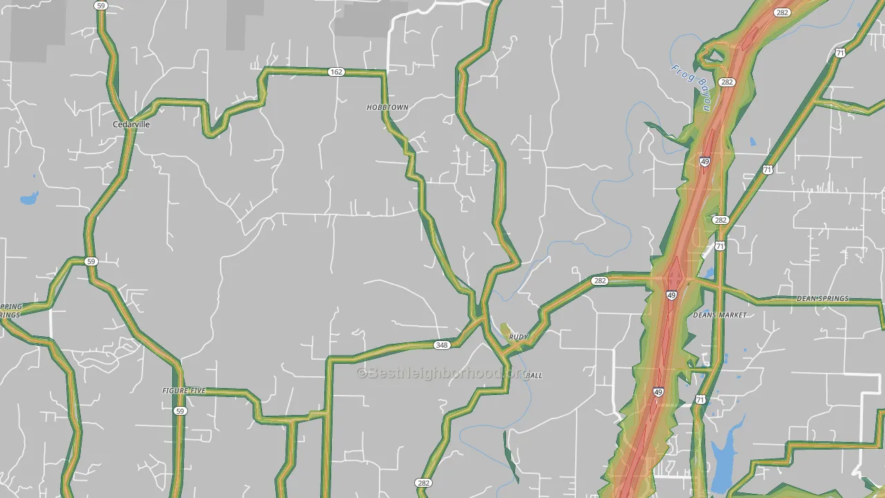Rudy, AR Map of Noise Levels in Rudy