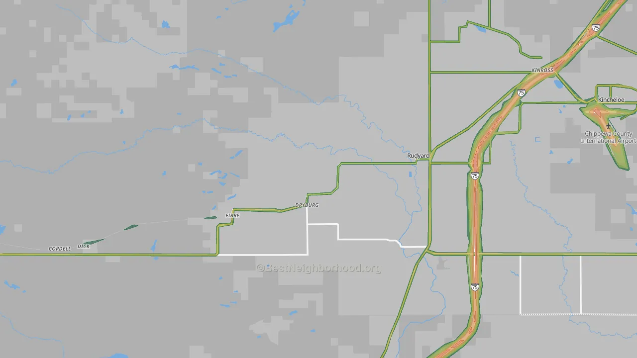 Rudyard, MI Map of Noise Levels in Rudyard