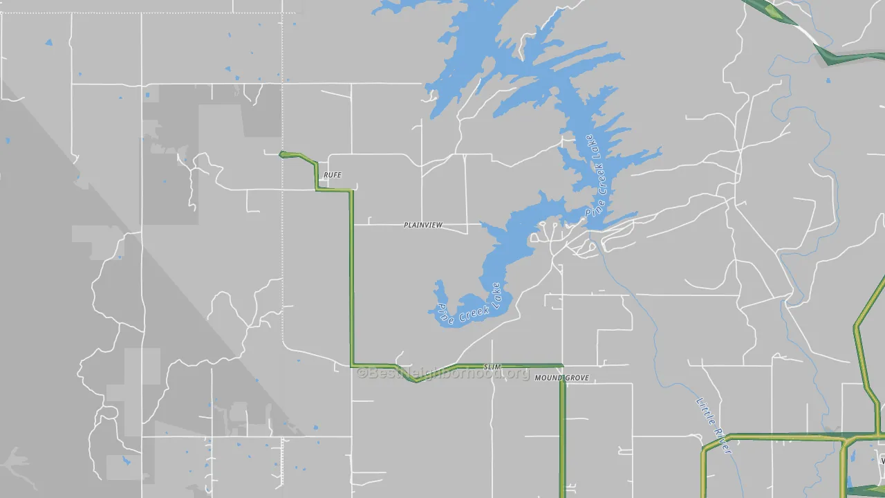 Rufe, OK Map of Noise Levels in Rufe