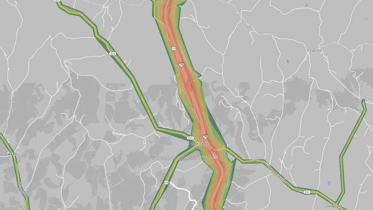 Ruff Creek, PA Map of Noise Levels in Ruff Creek