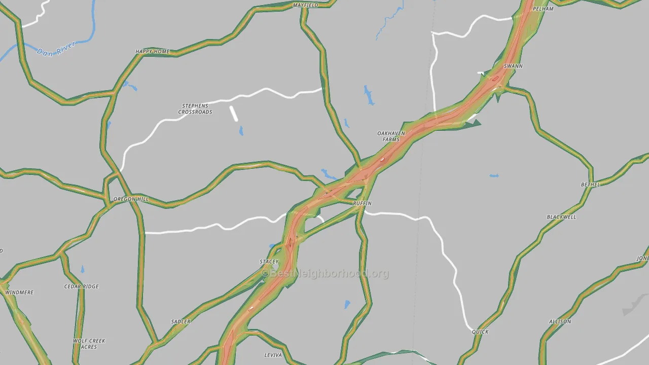 Ruffin, NC Map of Noise Levels in Ruffin