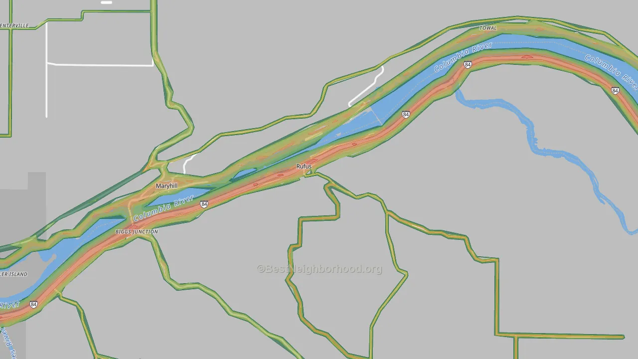 Rufus, OR Map of Noise Levels in Rufus