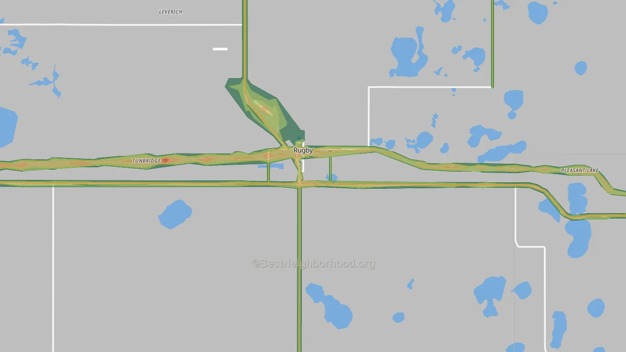 Rugby, ND Map of Noise Levels in Rugby