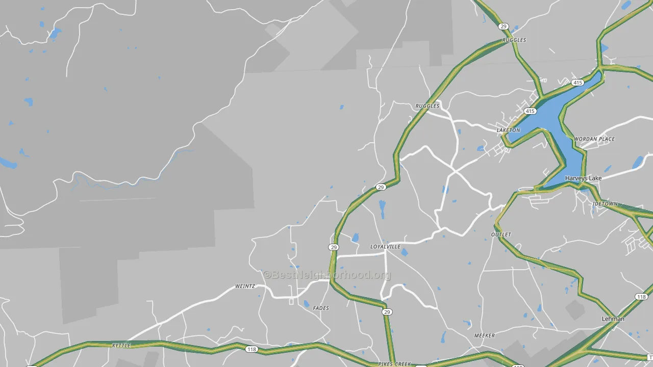 Ruggles, PA Map of Noise Levels in Ruggles