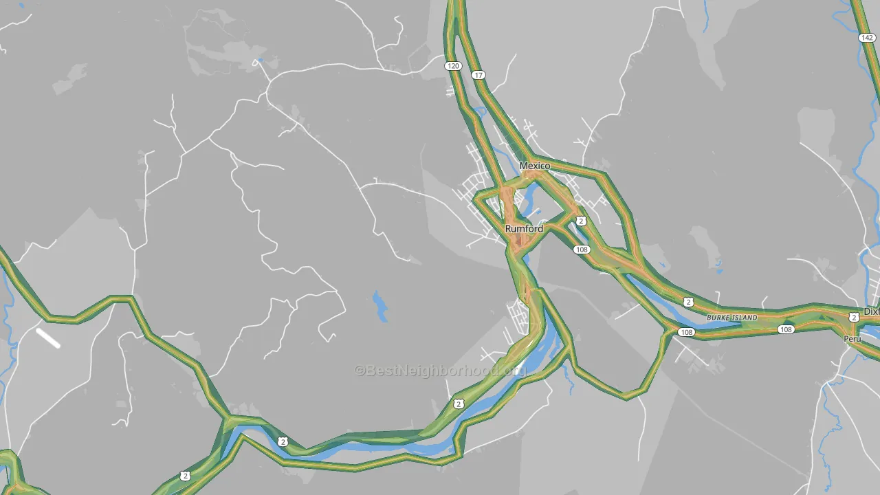 Rumford, ME Map of Noise Levels in Rumford