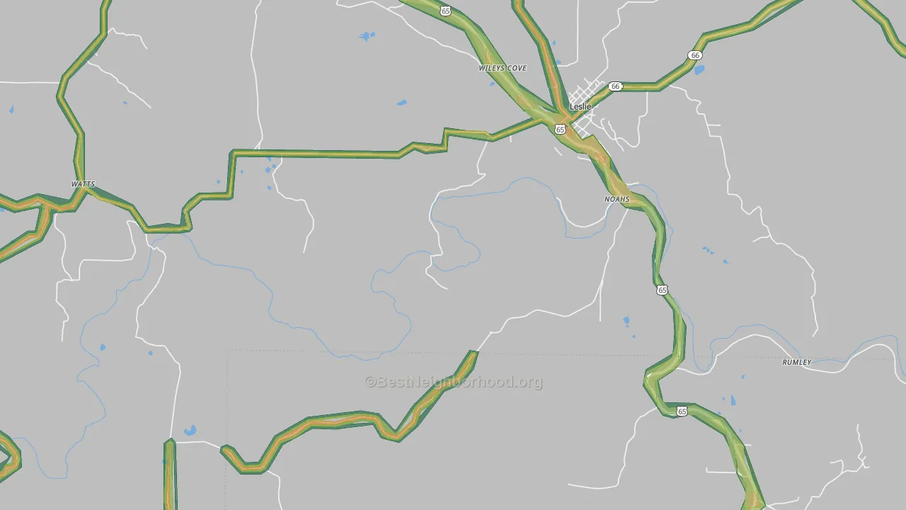 Rumley, AR Map of Noise Levels in Rumley