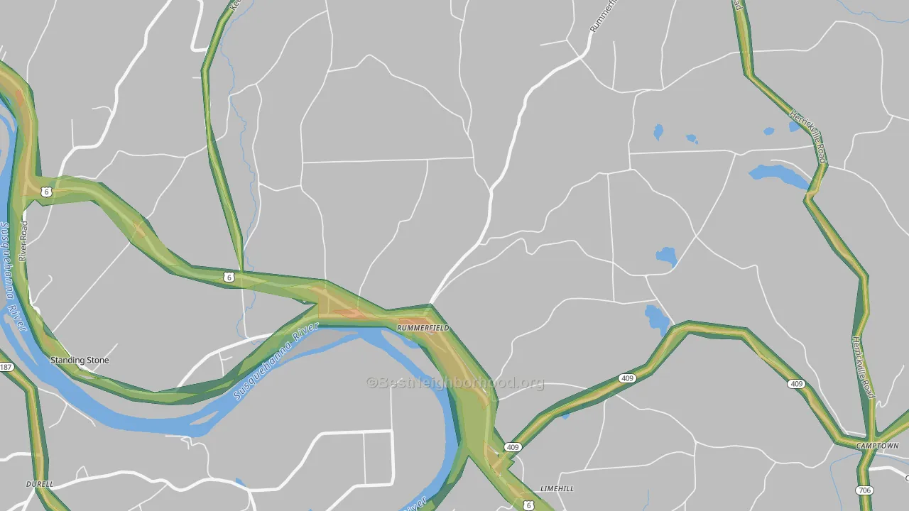 Rummerfield, PA Map of Noise Levels in Rummerfield