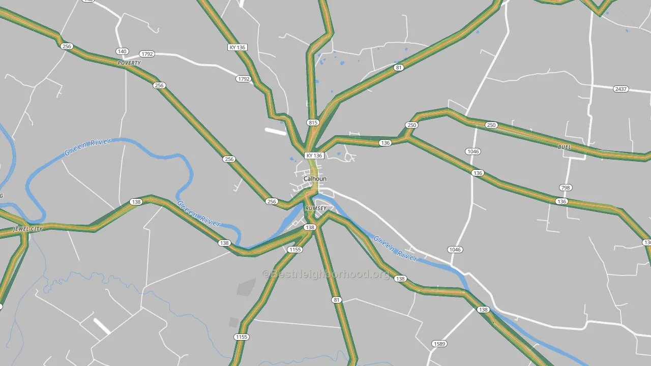 Rumsey, KY Map of Noise Levels in Rumsey