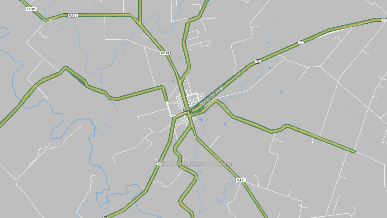 Runge, TX Map of Noise Levels in Runge