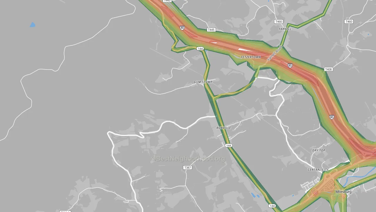 Runville, PA Map of Noise Levels in Runville