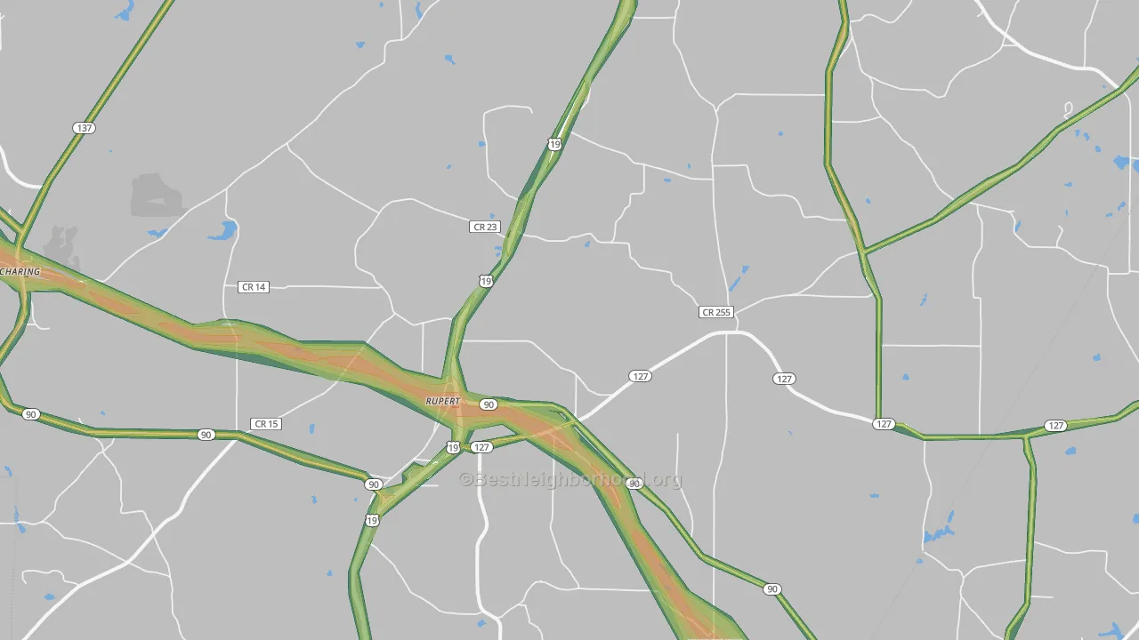 Rupert, GA Map of Noise Levels in Rupert