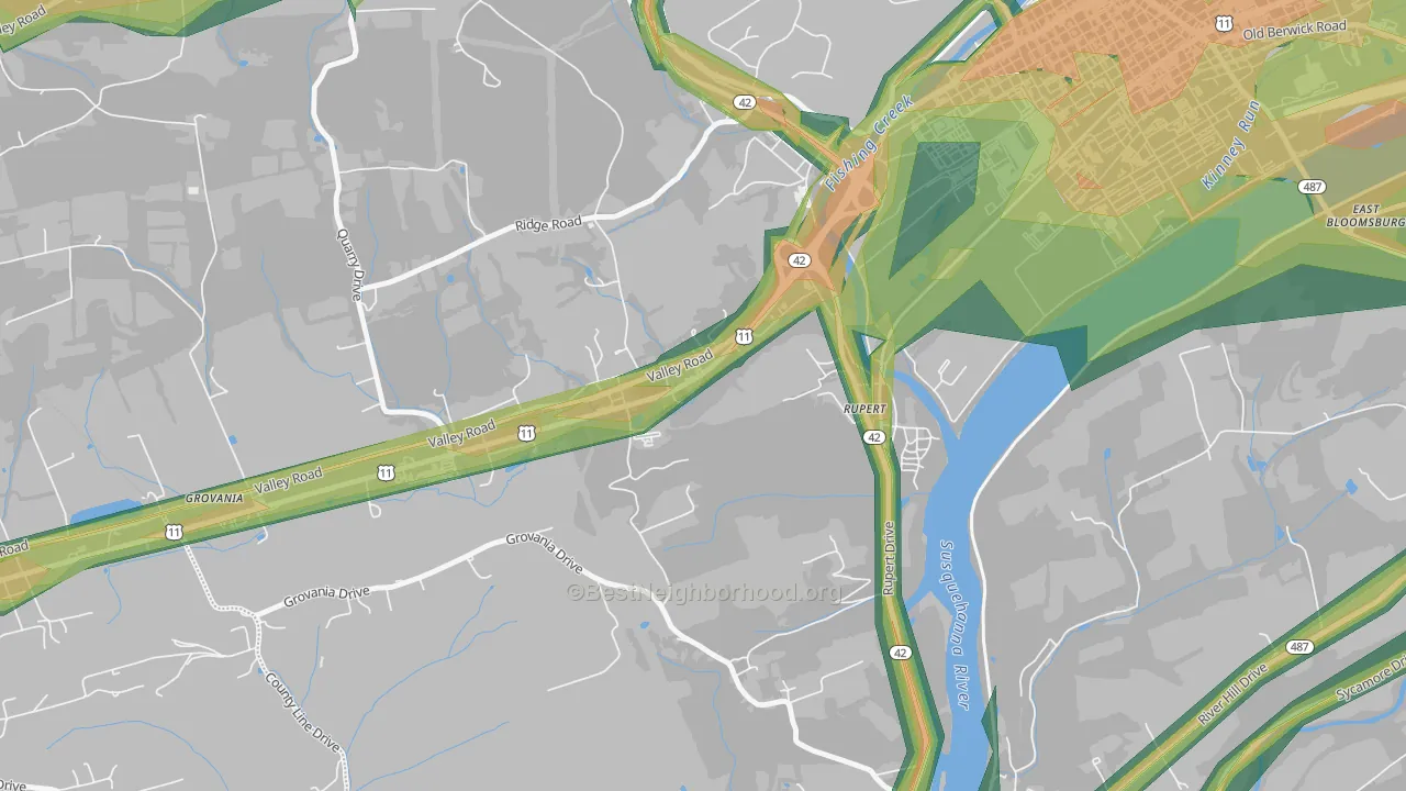 Rupert, PA Map of Noise Levels in Rupert