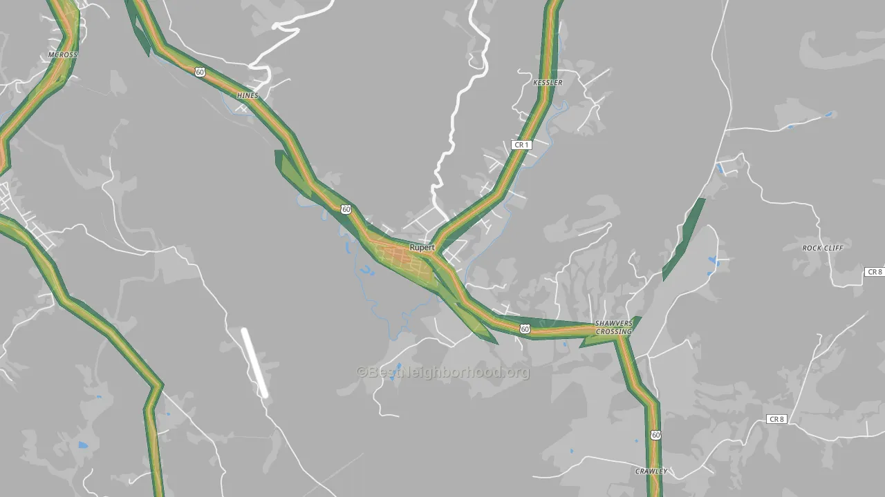 Rupert, WV Map of Noise Levels in Rupert