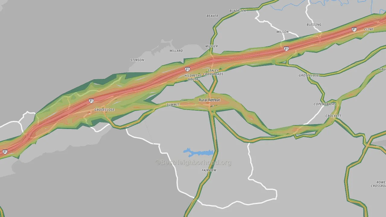 Rural Retreat, VA Map of Noise Levels in Rural Retreat