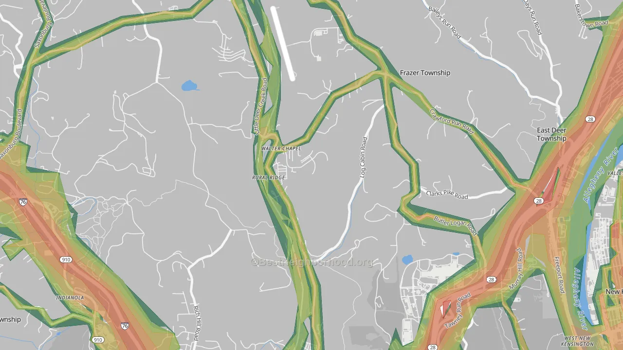 Rural Ridge, PA Map of Noise Levels in Rural Ridge
