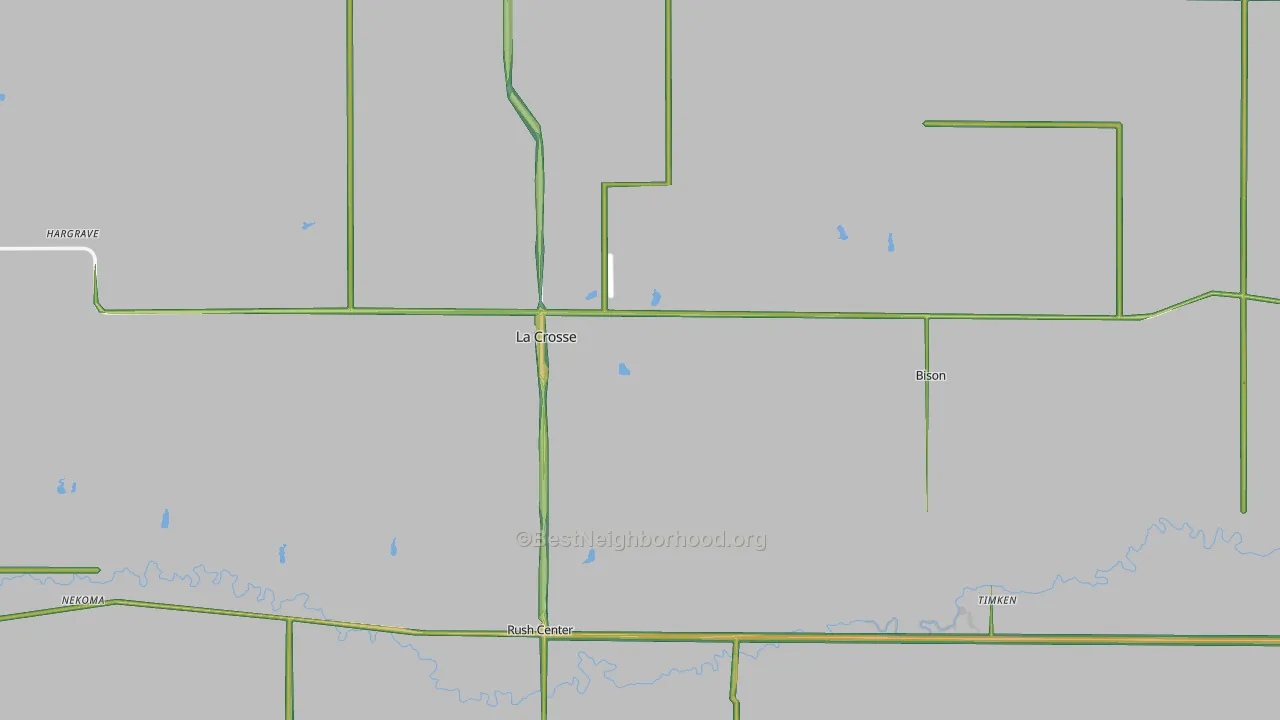 Rush County, KS Map of Noise Levels in Rush County